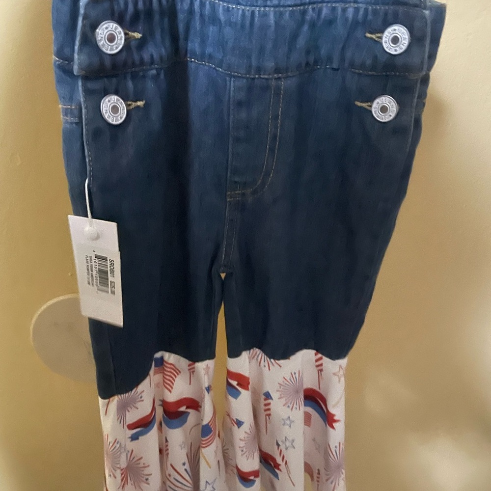 Kids Denim and White Patterned Bottoms